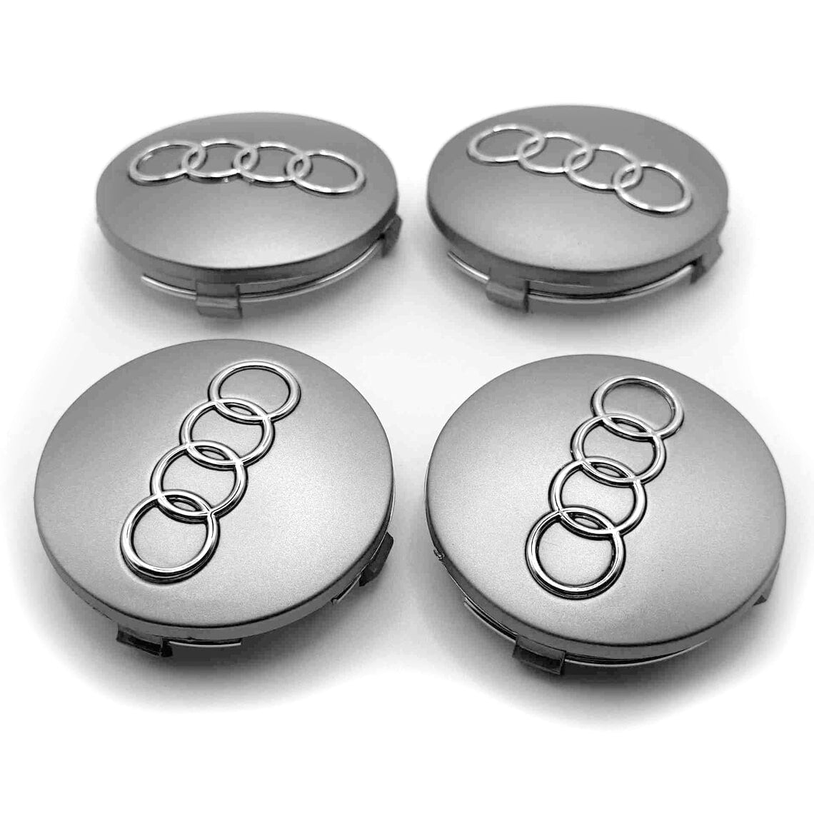 Dekielki Zaślepki Kapsle Znaczki do felg Audi - 60 mm - Srebrne - 4 szt.