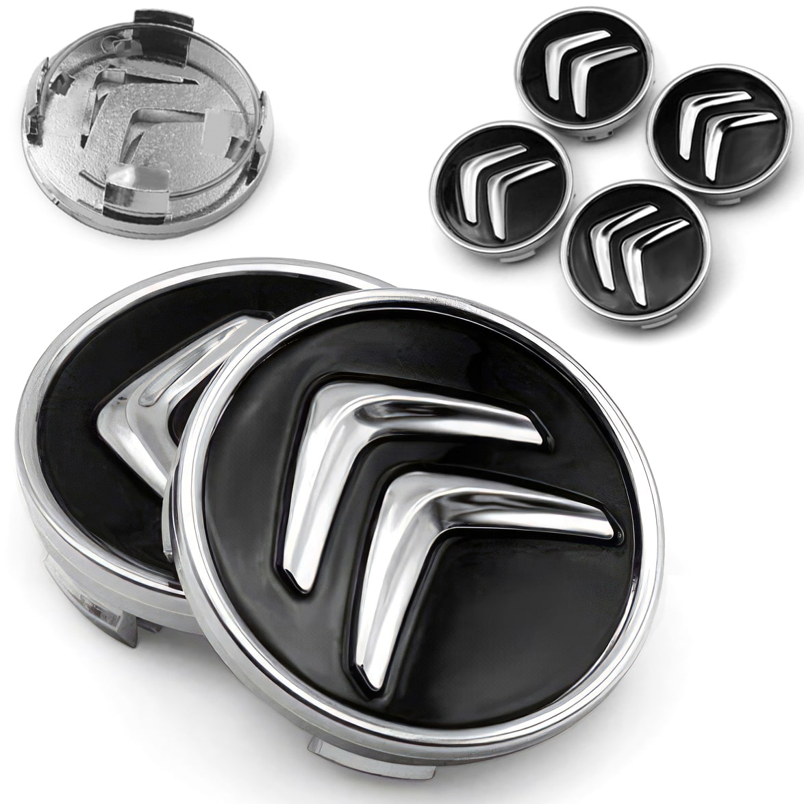 Dekielki Kapsle Zaślepki do felg Citroen C1 C2 C3 C4 C5 C6 - 60mm - Czarny - 4 szt.