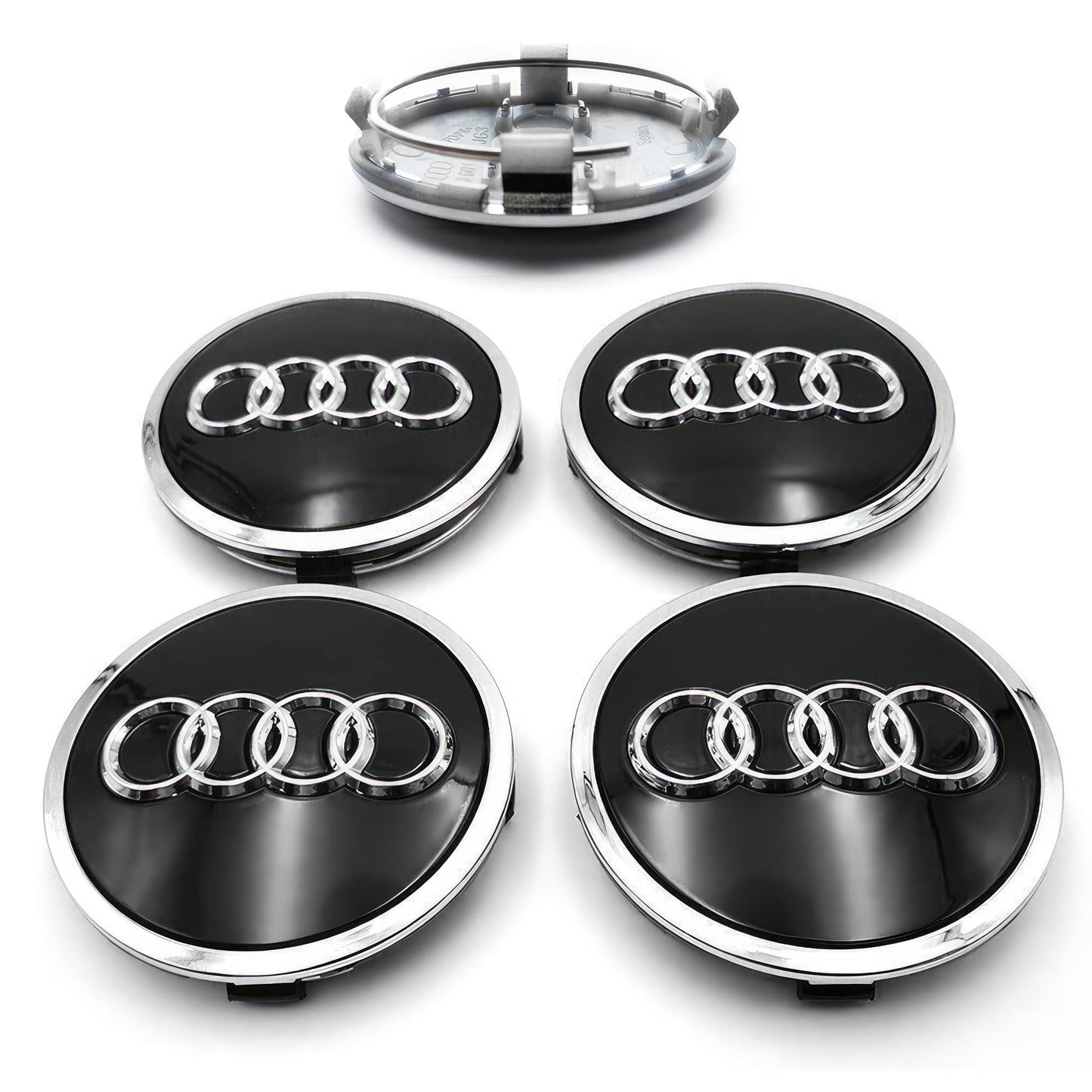 Dekielki Zaślepki Kapsle Znaczki do felg Audi - 69 mm - Czarny - 4 szt.