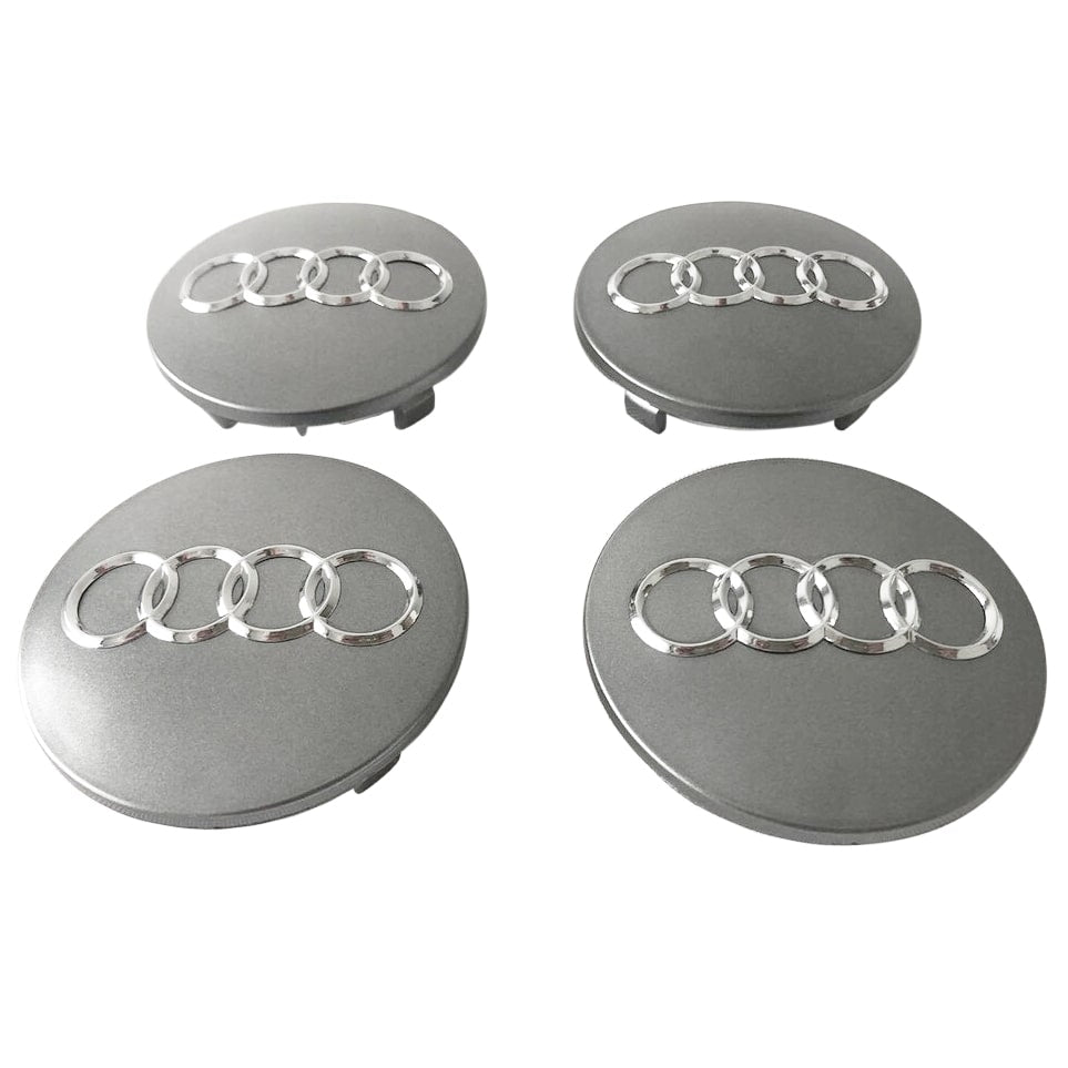 Dekielki Zaślepki Kapsle Znaczki do felg Audi - 60 mm - Srebrne - 4 szt.