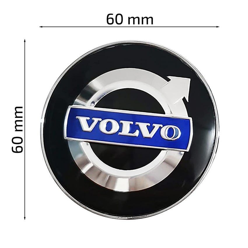 Dekielki Zaślepki Kapsle Znaczki do felg Volvo - 60mm - Srebrne  - 4 szt.