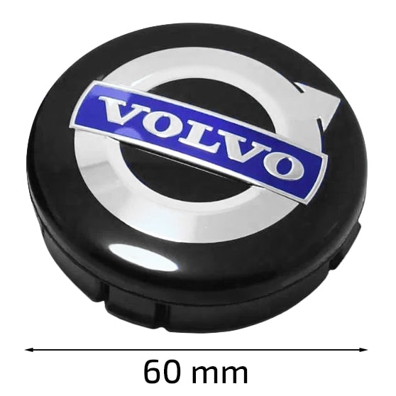 Dekielki Zaślepki Kapsle Znaczki do felg Volvo - 60mm - Czarny - 4 szt.
