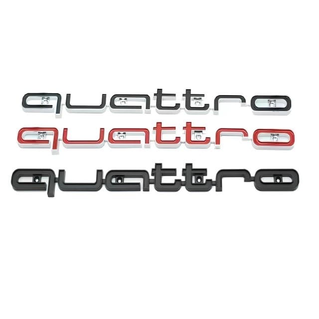Emblemat QUATTRO Audi na Grill - Kolor Czerwono-Srebrny